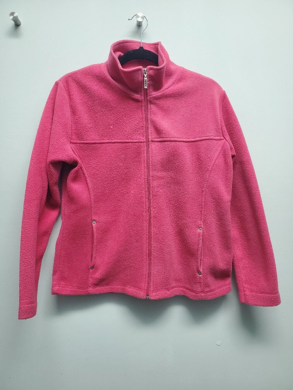 Five Diamonds Hot Pink Full Zip Fleece Jacket Cozy Mock Neck - Fits M to L